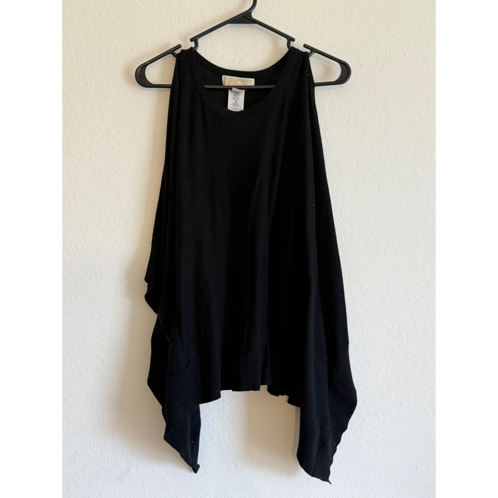 Michael Michael Kors Black Cold Shoulder Handkerchief Hem Knit Top Small